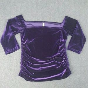 Magdalena Off the Shoulder Stetch Velvet Top USA L